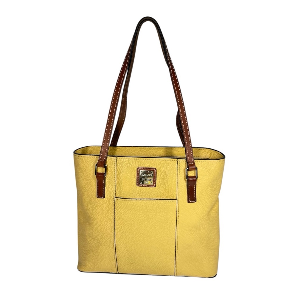 Dooney & Bourke Small Lexington Shopper Yellow Leather Tote Bag Purse Handbag